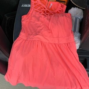 Gently used pink midi dress with crossover top